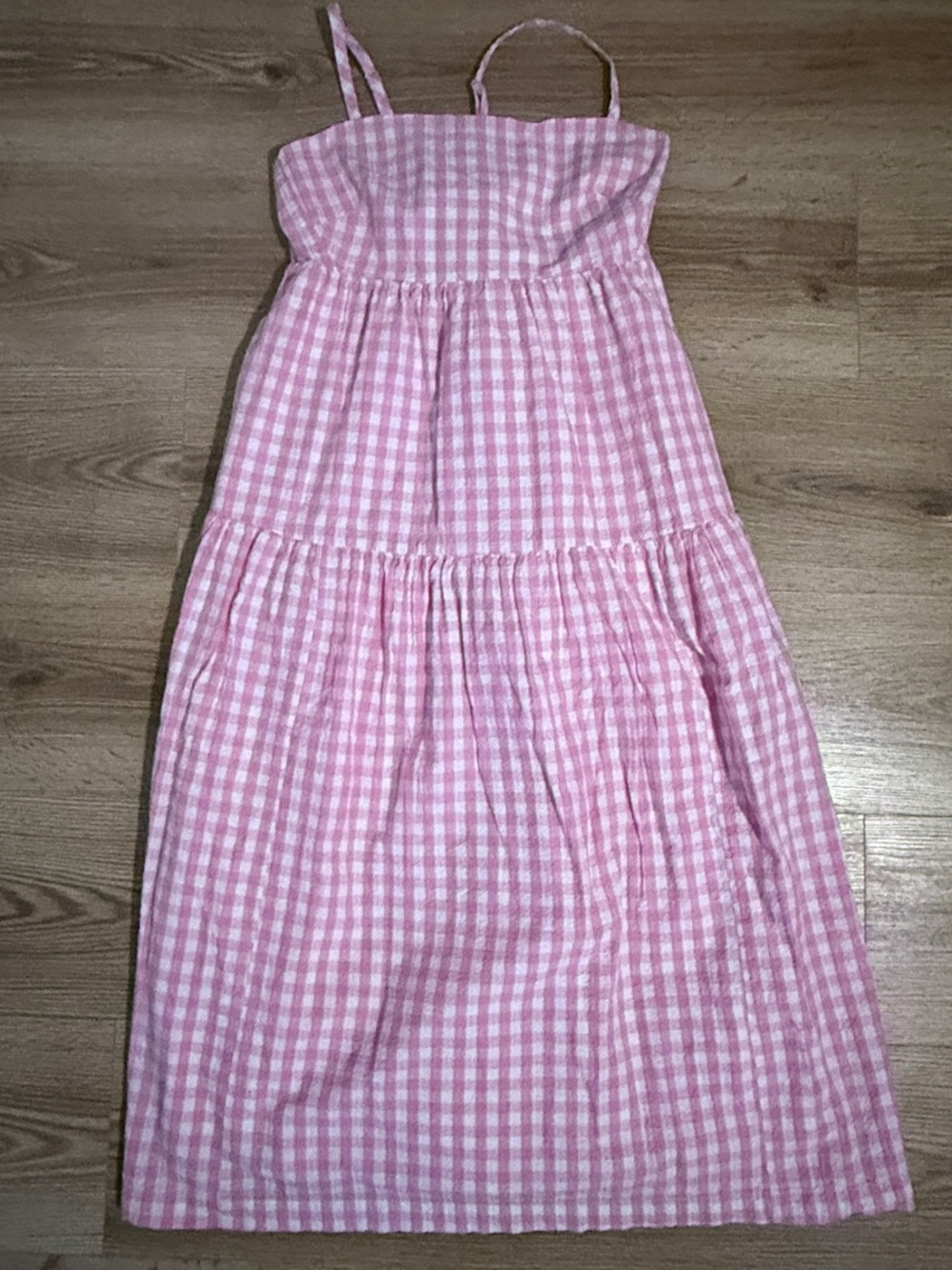 Women’s J. Crew Pink Gingham Tiered Maxi Sundress